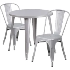 Emma And Oliver Commercial Grade 30" Round Metal Indoor-Outdoor Table Set With 2 Cafe Chairs -Crosley Sales Store GUEST 82635fde 93f4 472a 83d0 2413d581ae9a