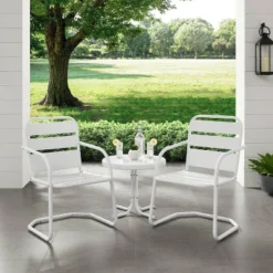 Brighton 3pc Metal Conversation Seating Set - White - Crosley -Crosley Sales Store GUEST 8275ec1a 71c7 48c6 af61 67145a6cdcec