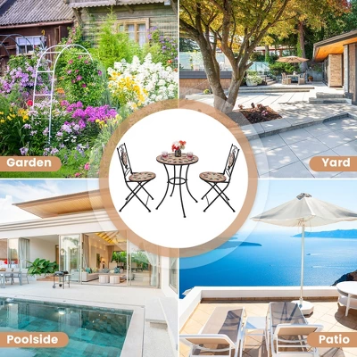 3pcs Patio Bistro Set Outdoor Patio Conversation Furniture Folding Dining Garden 6 3pcs Patio Bistro Set Outdoor Patio Conversation Furniture Folding Dining Garden - Image 6