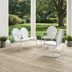 Griffith 3pc Outdoor Seating Set - White - Crosley -Crosley Sales Store GUEST 841e35f5 93a1 4174 92f3 47300cc80bbc