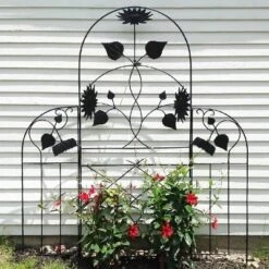 Achla Designs 90" Sunflower Decorative Iron Garden Trellis Black Powder Coat Finish -Crosley Sales Store GUEST 85cda4de 8893 48fd a96d 5d59e4bfb8ff