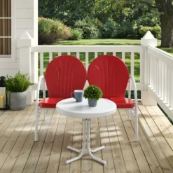Griffith 3pc Outdoor Conversation Set - Red - Crosley -Crosley Sales Store GUEST 861af2ba d3c3 467e ad4b 36a68624a4a1