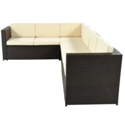 9pc Wicker Patio Sectional Seating Set With Cushions - Beige - GODEER -Crosley Sales Store GUEST 861cc7ae 3de0 4efb b242 8949b3ed8ead