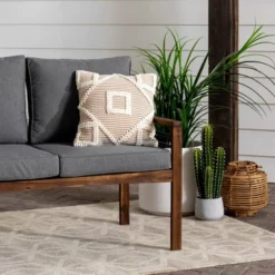 Saybrook Modern Metal And Wood Patio Loveseat - Gray/Dark Brown - Saracina Home -Crosley Sales Store GUEST 86879b55 3938 4727 9563 eccc69fd1d33