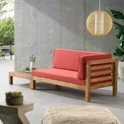 2pk Oana Outdoor Acacia Wood Right Arm Loveseat & Coffee Table With Cushion Teak/Red - Christopher Knight Home 7 2pk Oana Outdoor Acacia Wood Right Arm Loveseat & Coffee Table With Cushion Teak/Red - Christopher Knight Home -Crosley Sales Store GUEST 86a7b7d7 b603 47fd 8208 11acb66873f2