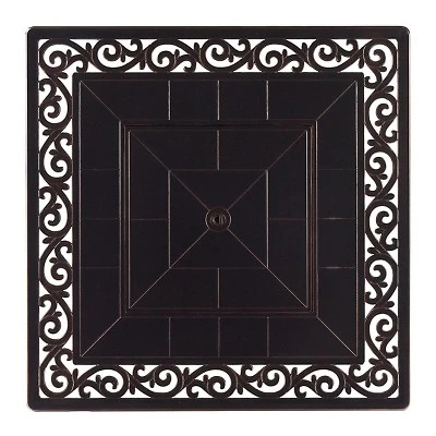 5pc Outdoor Dining Set With 42" Aluminum Square Damask Design Fire Table & Deep Seating Swivel Rocking Chairs - Oakland Living 4 5pc Outdoor Dining Set With 42" Aluminum Square Damask Design Fire Table & Deep Seating Swivel Rocking Chairs - Oakland Living - Image 4