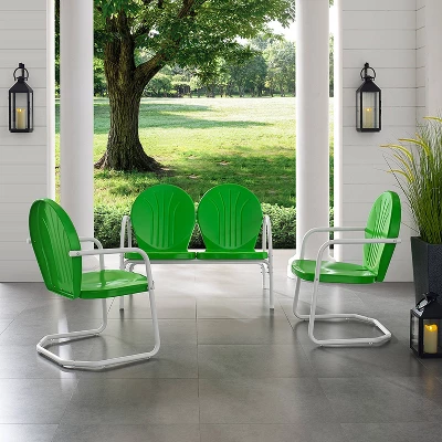 Griffith 3pc Outdoor Seating Set - Kelly Green - Crosley 2 Griffith 3pc Outdoor Seating Set - Kelly Green - Crosley - Image 2