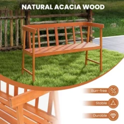 Costway Patio Acacia Wood Bench 2-Person Slatted Seat Backrest 800 Lbs Natural Outdoor -Crosley Sales Store GUEST 87106a5b 8ae1 48ed 84d0 1a1dadbe1106