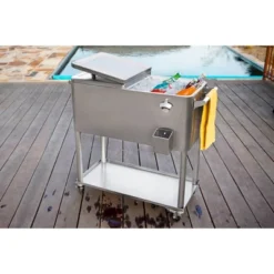 Permasteel 80qt Stainless Steel Outdoor Cooler Cart Silver -Crosley Sales Store GUEST 877bd877 e223 4a9b be08 e6a4b7717559