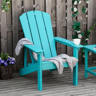 Outsunny Plastic Adirondack Chair, Outdoor Fire Pit Seating HDPE Lounger Chair With High Back And Wide Seat For Patio, Backyard, Garden 2 Outsunny Plastic Adirondack Chair, Outdoor Fire Pit Seating HDPE Lounger Chair With High Back And Wide Seat For Patio, Backyard, Garden - Image 2