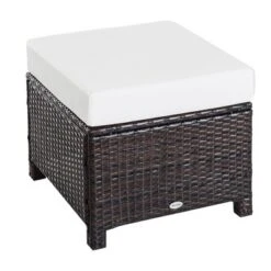 Outsunny 20" Outdoor Ottoman, PE Plastic Rattan Wicker, Fade-Resistant Patio Footrest With Soft Cushion, Steel Frame -Crosley Sales Store GUEST 884bcaea bb73 48f9 a67c ccf6dbd1b2c8