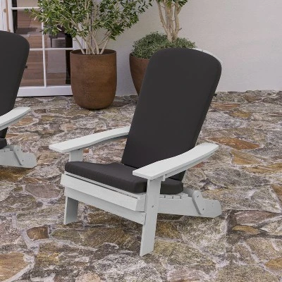 Merrick Lane Set Of 2 Weather Resistant Folding Adirondack Patio Chairs With Vertical Lattice Backs And Comfort Foam Cushions 5 Merrick Lane Set Of 2 Weather Resistant Folding Adirondack Patio Chairs With Vertical Lattice Backs And Comfort Foam Cushions - Image 5