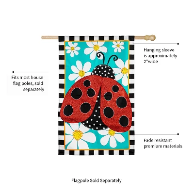 Evergreen Ladybug With Daisies Applique House Flag 28 X 44 Inches Outdoor Decor For Homes And Gardens 1 Evergreen Ladybug With Daisies Applique House Flag 28 X 44 Inches Outdoor Decor For Homes And Gardens