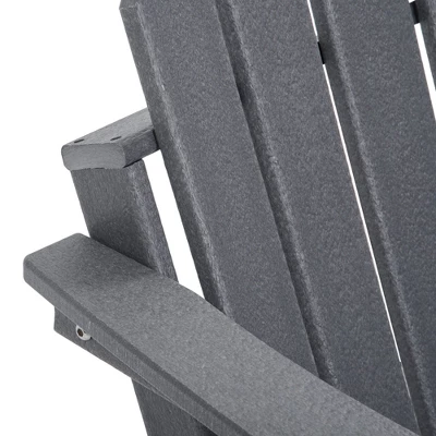 Outsunny 3 Piece Adirondack Chair Set Of 2, HDPE Folding Fire Pit Chairs And Patio Table, Outdoor Furniture With Slatted Seat, Dark Gray 4 Outsunny 3 Piece Adirondack Chair Set Of 2, HDPE Folding Fire Pit Chairs And Patio Table, Outdoor Furniture With Slatted Seat, Dark Gray - Image 4