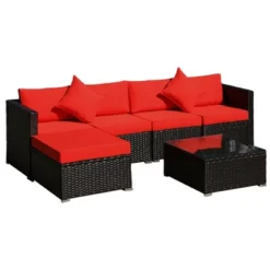Outsunny 6 Pieces Outdoor PE Rattan Sofa Set, Sectional Conversation Wicker Patio Couch Furniture Set With Cushions And Coffee Table -Crosley Sales Store GUEST 89f46c4a 57c4 4775 b3ec 20db030b26c7