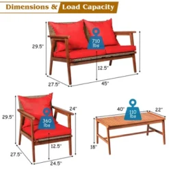 Costway 4PCS Patio Rattan Furniture Set Acacia Wood Frame Cushioned Sofa Chair 13 Costway 4PCS Patio Rattan Furniture Set Acacia Wood Frame Cushioned Sofa Chair -Crosley Sales Store GUEST 8a4e3d12 da1e 4c49 9657 f6b51a179515