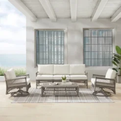 4pc Thatcher Outdoor Steel Seating Set Creme/Driftwood - Crosley 16 4pc Thatcher Outdoor Steel Seating Set Creme/Driftwood - Crosley -Crosley Sales Store GUEST 8a55695c 3b1b 4a8d b937 8cbe26225556