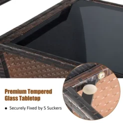 Costway Patio Rattan Bar Serving Cart Wheels Ice Bucket Glass Top Handle Garden -Crosley Sales Store GUEST 8a604216 1faf 4ddb be1c 4c3cac552d9d