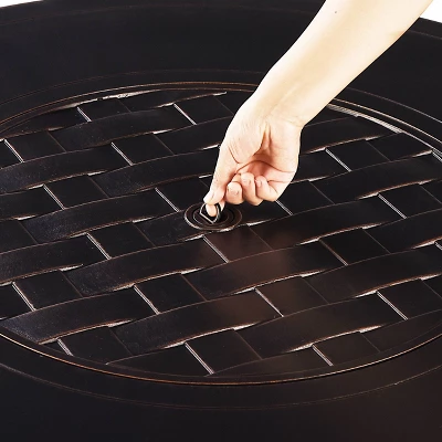 Oakland Living 5pc Deep Seating Swivel Aluminum Outdoor Patio Fire Pit Dining Set With 44" Round Fire Table With Weave Pattern Copper 6 Oakland Living 5pc Deep Seating Swivel Aluminum Outdoor Patio Fire Pit Dining Set With 44" Round Fire Table With Weave Pattern Copper - Image 6