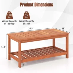 Costway Patio Coffee Table 2-Tier Outdoor Side Rectangle Side Table Solid Wood Porch -Crosley Sales Store GUEST 8d2bea30 906f 47af 8ffa 019565dbcb91