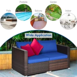 Costway 4PCS Patio Rattan Corner Sofa Sectional Furniture Set Navy Cushion -Crosley Sales Store GUEST 8dfa71e9 3077 4bfa bf0f a13d8a67a683 1