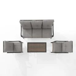 4pc Dahlia Outdoor Steel Sofa Set Taupe/Matte Black - Crosley -Crosley Sales Store GUEST 8e87a006 8867 4798 9311 5906a801d7c3