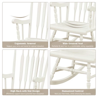 Costway Solid Wood Rocking Chair Porch Rocker Indoor Outdoor Seat Glossy Finish WhiteCoffee 8 Costway Solid Wood Rocking Chair Porch Rocker Indoor Outdoor Seat Glossy Finish WhiteCoffee - Image 8