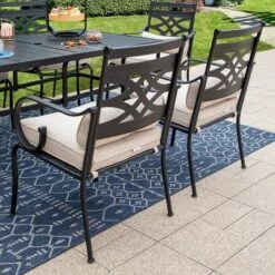 7pc Outdoor Dining Set With Chairs With Cushions & Large Metal Table With Umbrella Hole - Captiva Designs -Crosley Sales Store GUEST 8ecdb764 2d14 4c3e ac6b 1a25a3a3022e