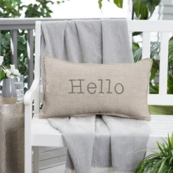 Indoor/Outdoor Hello Embroidered Lumbar Throw Pillow - Sorra Home -Crosley Sales Store GUEST 8f3b890d a0ea 42a0 bac2 7bedc10d7b24
