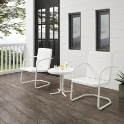 Bates 3pc Outdoor Chair Set - White - Crosley -Crosley Sales Store GUEST 8f46bdbc c661 4d4d 8168 f4157256205e