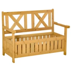 Outsunny 29 Gallon Garden Storage Bench With Wooden Frame, Large Entryway Deck Box W/ Unique X-Shape Back, Louvered Side Panels For Patio, Garden, Deck, Porch & Balcony -Crosley Sales Store GUEST 8fe60982 68d8 4f02 93fa 857170a02b17