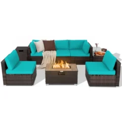 Costway 8PCS Patio Rattan Furniture Set Fire Pit Table Tank Holder Cover Deck Off White/Black/Navy/Red/Turquoise 26 Costway 8PCS Patio Rattan Furniture Set Fire Pit Table Tank Holder Cover Deck Off White/Black/Navy/Red/Turquoise -Crosley Sales Store GUEST 8ff0b99b d641 4c07 b428 488e9dd1211a