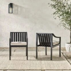New Release 17 Saracina Home 2pk Mid-Century Modern Slatted Outdoor Acacia Arm Chairs With Cushions