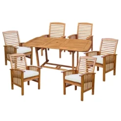 7pc Acacia Wood Patio Dining Set With Cushions - Saracina Home -Crosley Sales Store GUEST 9072023e f892 4abd acae 5ef356f7347a