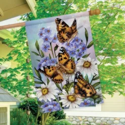 Daisies Monarchs Spring House Flag Floral Butterflies 28" X 40" Briarwood Lane -Crosley Sales Store GUEST 90720cfb 2127 4b7b 979b a717bf954842