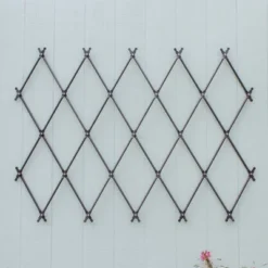 Achla Designs 43" Traditional Wall Mounted Lattice Iron Garden Trellis Graphite Powder Coat Finish