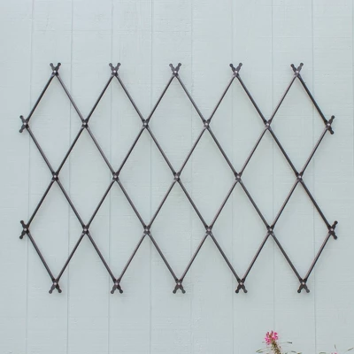 Achla Designs 43" Traditional Wall Mounted Lattice Iron Garden Trellis Graphite Powder Coat Finish 1 Achla Designs 43" Traditional Wall Mounted Lattice Iron Garden Trellis Graphite Powder Coat Finish