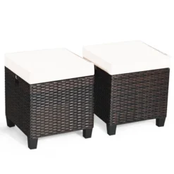 Costway 2PCS Patio Rattan Ottoman Cushioned Seat Beige -Crosley Sales Store GUEST 91bed42b b651 48ca af5d 1d30a0af942f