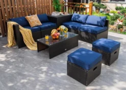 Costway 8PCS Patio Rattan Furniture Set Space-Saving Storage Cushion BlackTurquoiseNavy Cover -Crosley Sales Store GUEST 91c6ae4b fd08 4dab 83de 281692cae9d4