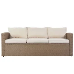 4pc Outdoor Wicker Conversation Set With Cushions - Beige - GODEER -Crosley Sales Store GUEST 91e2a4ed 20e9 4e9f bdf5 29db10a65ccb