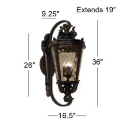 John Timberland Casa Marseille Rustic Outdoor Wall Light Fixture Veranda Bronze Ornate Scroll 36" Champagne Hammered Glass For Post Exterior Barn Deck -Crosley Sales Store GUEST 929c77fc 1e7b 4f19 946e ed1088e45c26