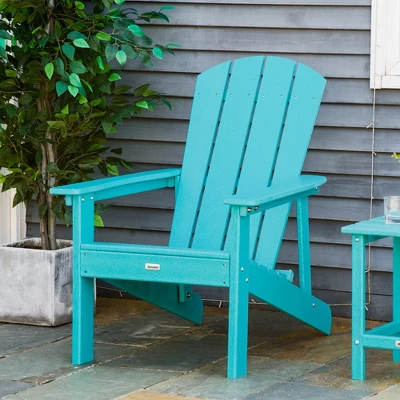 Outsunny Plastic Adirondack Chair, Outdoor Fire Pit Seating HDPE Lounger Chair With High Back And Wide Seat For Patio, Backyard, Garden 1 Outsunny Plastic Adirondack Chair, Outdoor Fire Pit Seating HDPE Lounger Chair With High Back And Wide Seat For Patio, Backyard, Garden