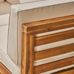 Oana 5pc Acacia Wood V-Shaped Sectional Sofa Set Teak/Beige - Christopher Knight Home -Crosley Sales Store GUEST 92b45b4d ba81 46b3 9fad e6e0528c5999