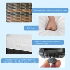 Costway 4PCS Patio Rattan Acacia Wood Furniture Set Cushion Sofa Armrest Deck -Crosley Sales Store GUEST 92fd14de 0c9d 40c3 9005 10cd1cfee877