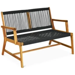 Costway 2-Person Patio Acacia Wood Bench Loveseat Chair Garden Furniture BlackGreyTurquoise 15 Costway 2-Person Patio Acacia Wood Bench Loveseat Chair Garden Furniture BlackGreyTurquoise -Crosley Sales Store GUEST 9332401b 0b97 414a 9158 8e2363d3694c