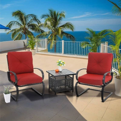Captiva Designs 3pc Patio Bistro Set With Square Umbrella Table 9 Captiva Designs 3pc Patio Bistro Set With Square Umbrella Table - Image 9