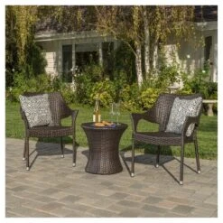 Mirage 3pc Wicker Stacking Chair Chat Set - Christopher Knight Home -Crosley Sales Store GUEST 94295785 eb81 4136 9bba 3624bfdebd58