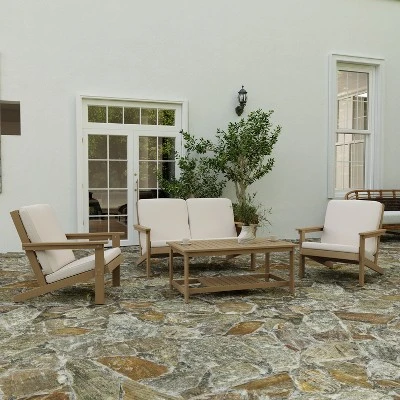 Merrick Lane All-Weather Poly Resin Wood Adirondack Style Deep Seat Patio Loveseat With Cushions 4 Merrick Lane All-Weather Poly Resin Wood Adirondack Style Deep Seat Patio Loveseat With Cushions - Image 4