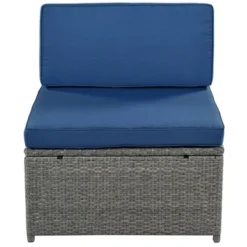 9pc Wicker Patio Conversation Set With Cushions - Blue - GODEER -Crosley Sales Store GUEST 95828255 b345 4365 8e5c 434e44805abf