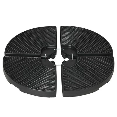 Outsunny 4-Piece 150lb Cantilever Patio Umbrella Base Weights For Offset Hanging Umbrella, Fasteners, Wicker-like HDPE Water Or Sand Weights, Black 3 Outsunny 4-Piece 150lb Cantilever Patio Umbrella Base Weights For Offset Hanging Umbrella, Fasteners, Wicker-like HDPE Water Or Sand Weights, Black - Image 3